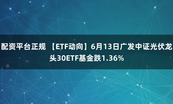配资平台正规 【ETF动向】6月13日广发中证光伏龙头30ETF基金跌1.36%